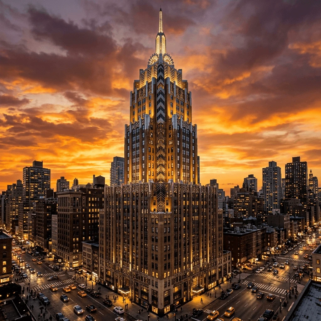 Art Deco skyscraper generated with Nano Banana