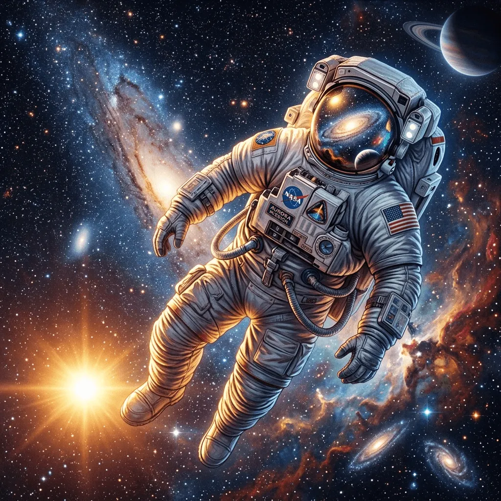 Astronaut space illustration generated with Nano Banana