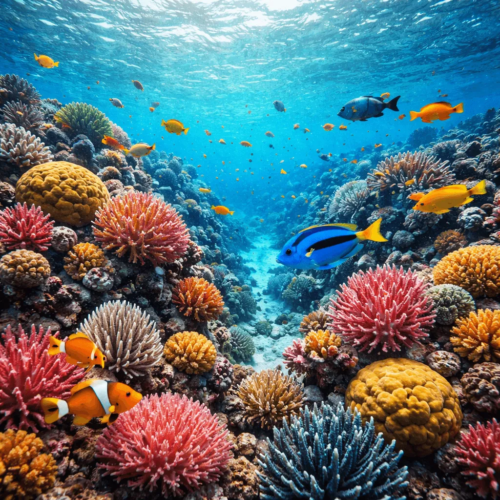 Underwater photography of a vibrant coral reef generated with ChatGPT Images