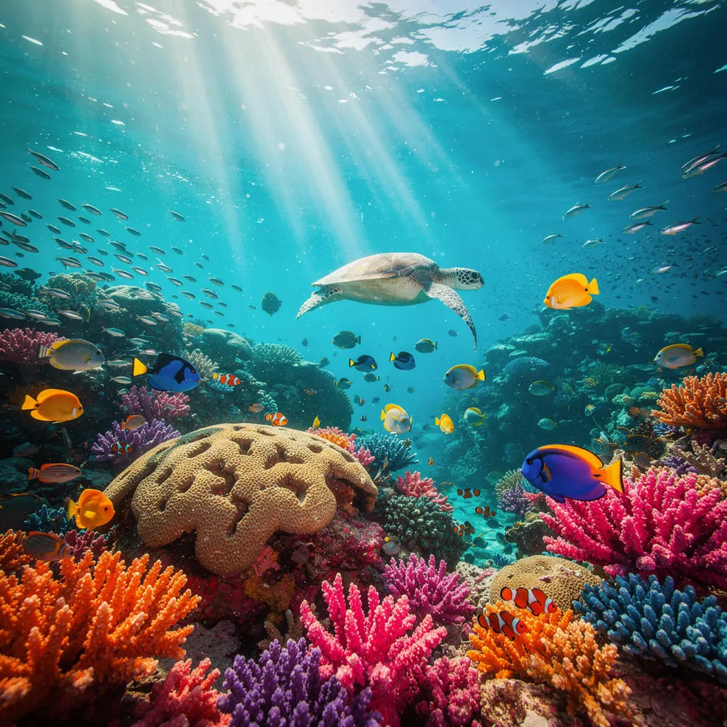 Underwater photography of a vibrant coral reef generated with Flux 2 Pro