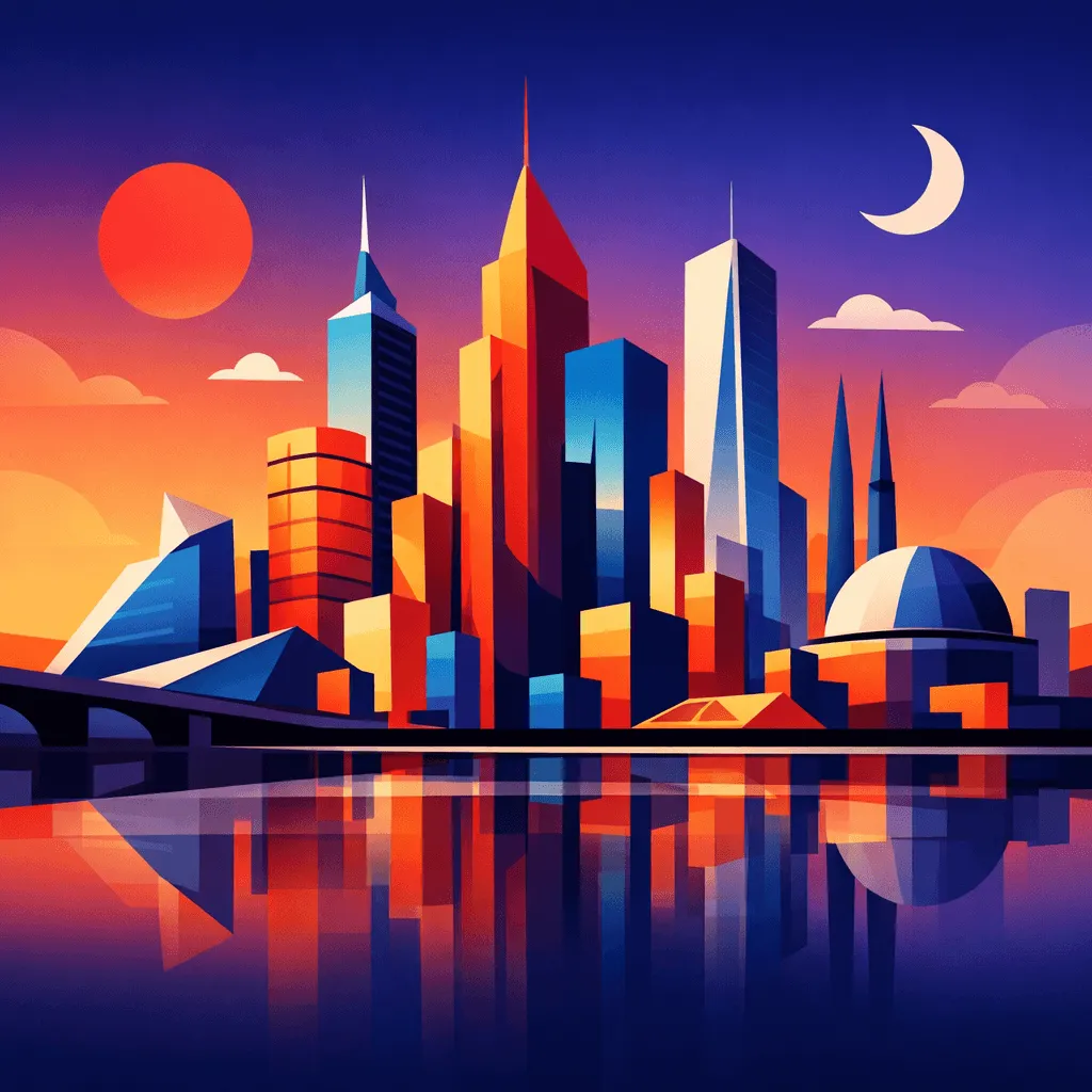 Geometric minimalist city illustration generated with ChatGPT Images