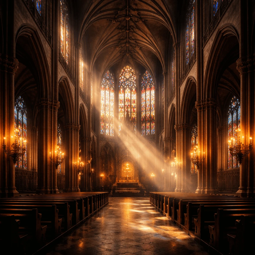 Gothic cathedral interior generated with ChatGPT Images