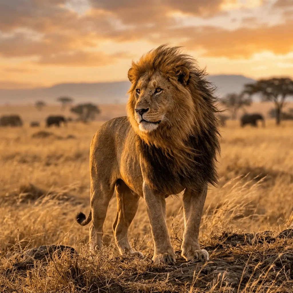 Wildlife photography of a lion standing in the savannah generated with Nano Banana