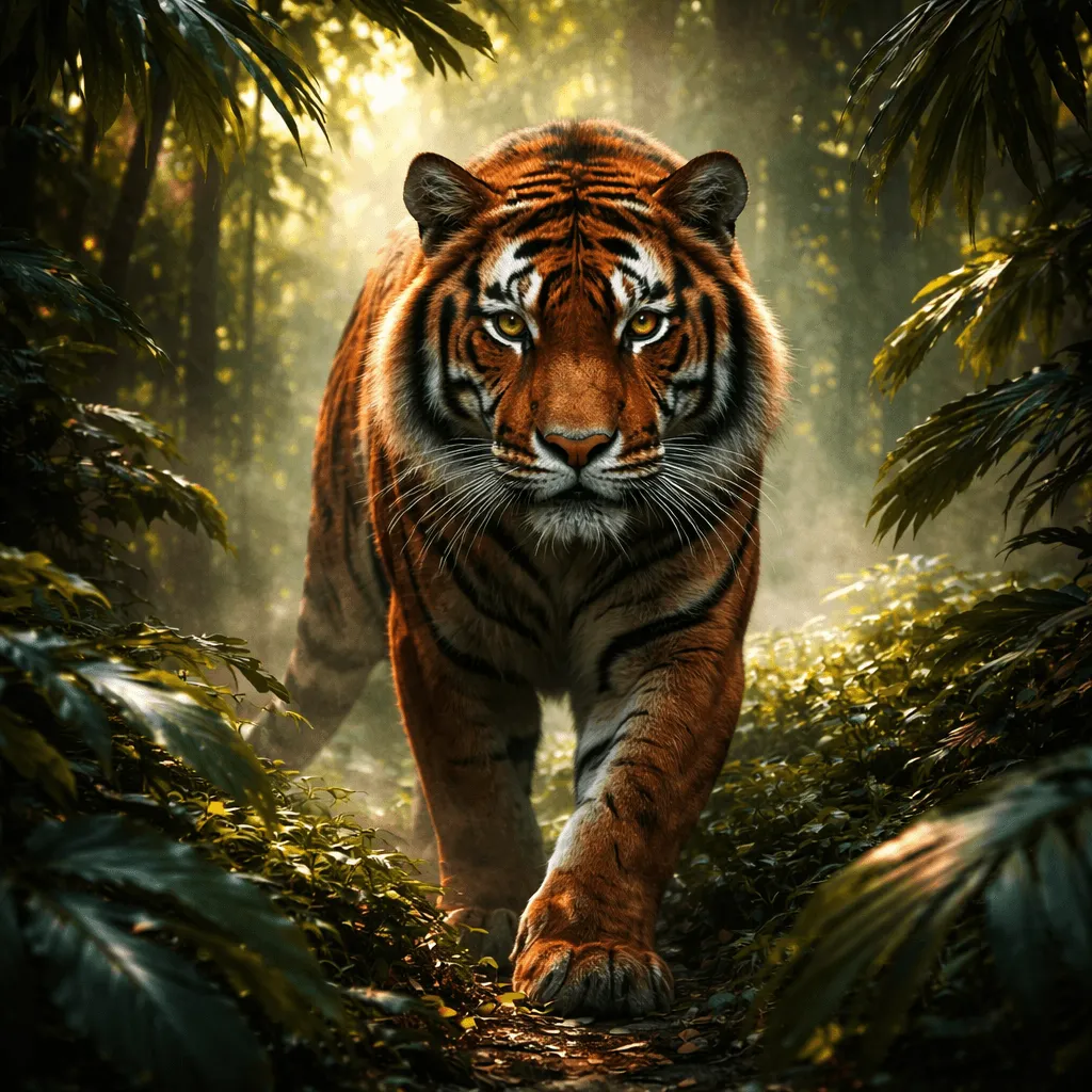 Majestic tiger in jungle illustration generated with ChatGPT Images