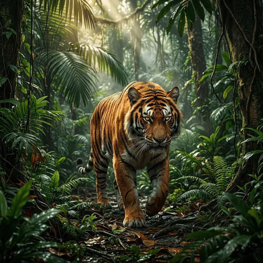 Majestic tiger in jungle illustration generated with Nano Banana