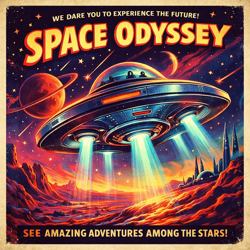 Retro sci fi poster illustration generated with ChatGPT Images