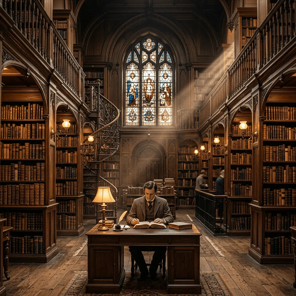 Victorian library interior generated with Nano Banana