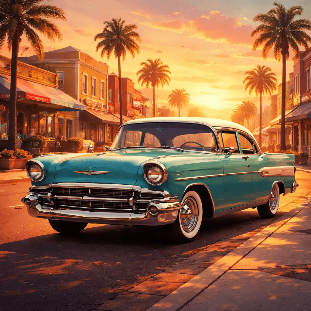 Vintage 1950s car illustration generated with ChatGPT Images